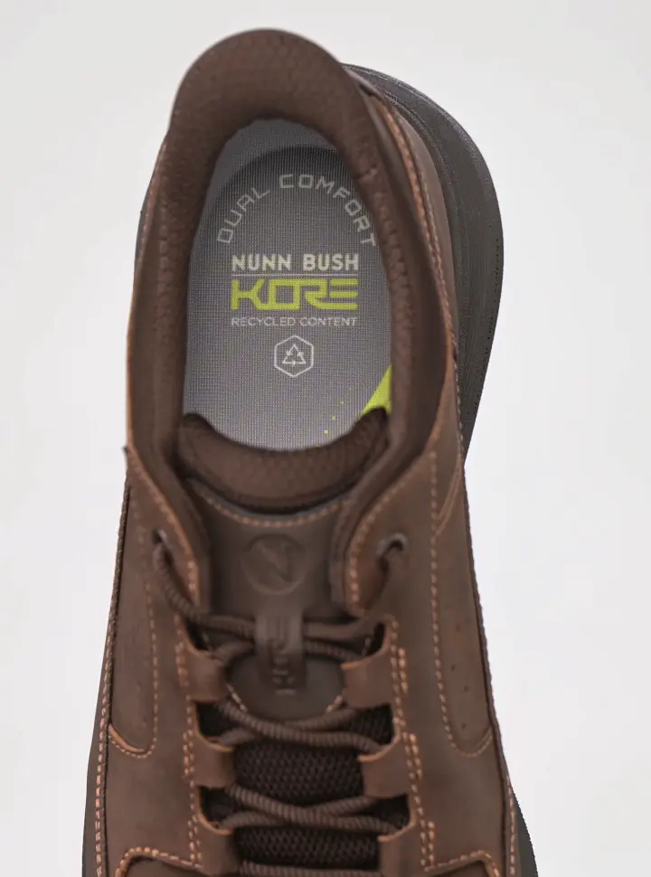 Gif features the KORE Dual Comfort footbed on the KORE Taz EZ Moc Toe Oxford.