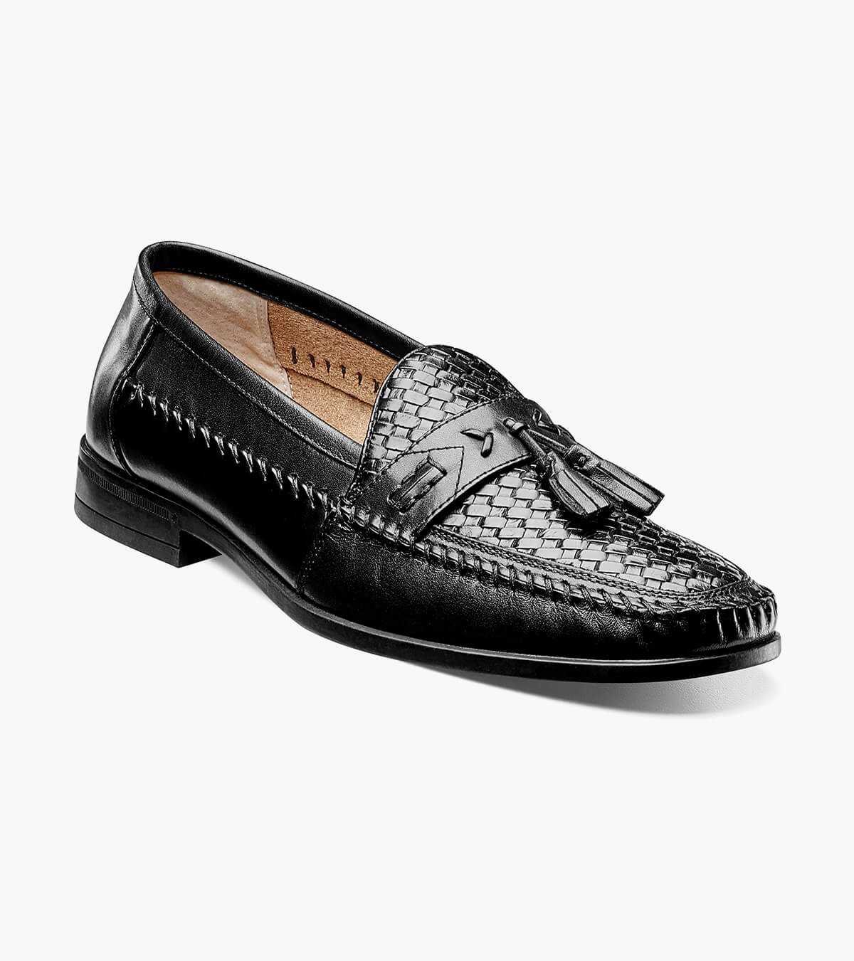 Nunn Bush 84484 001 Strafford Woven Black Leather Men's Slip-On Loafer Shoes