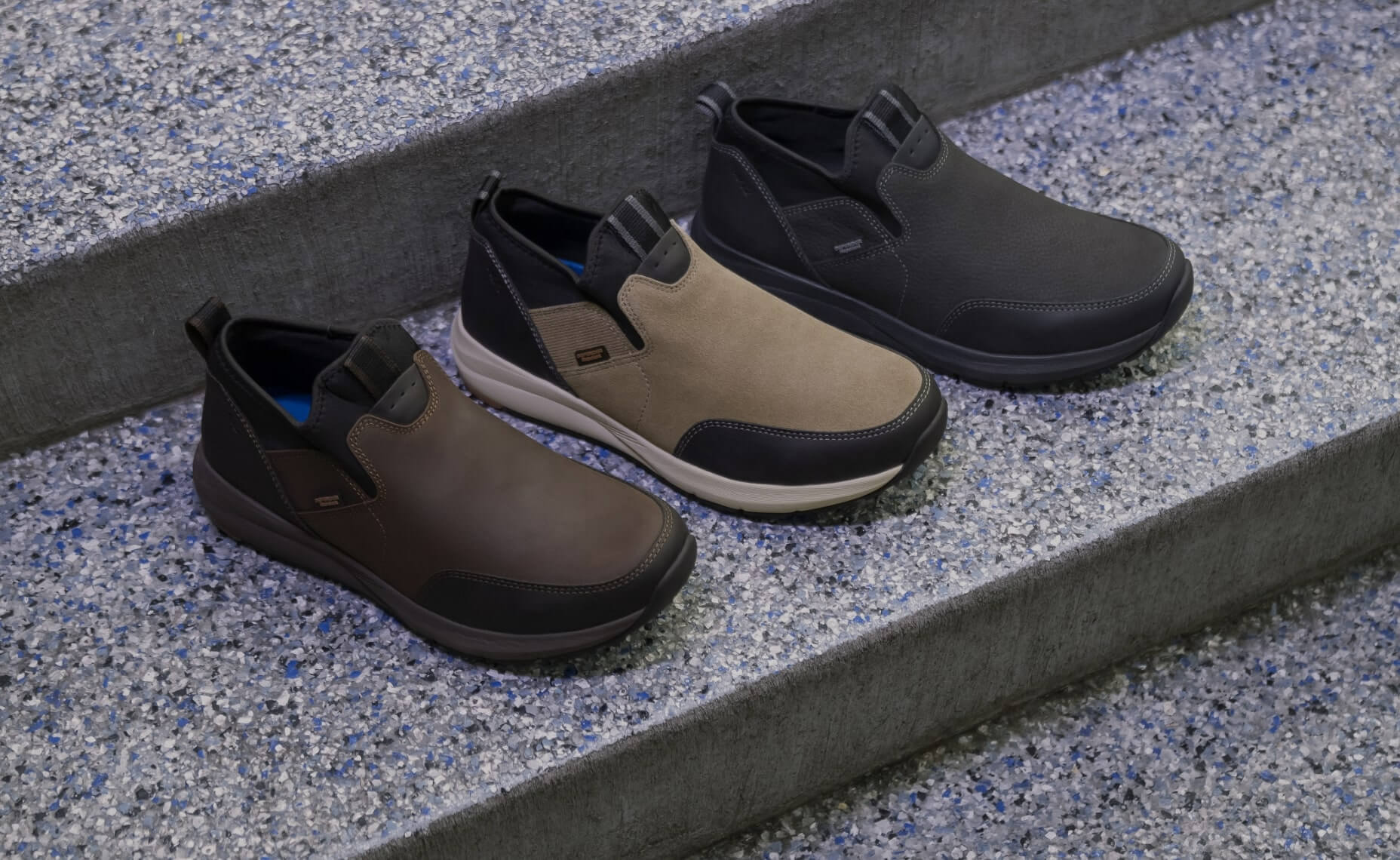 Click to shop Nunn Bush boots. Image features the Excursion Chukka in all 3 colorways. 