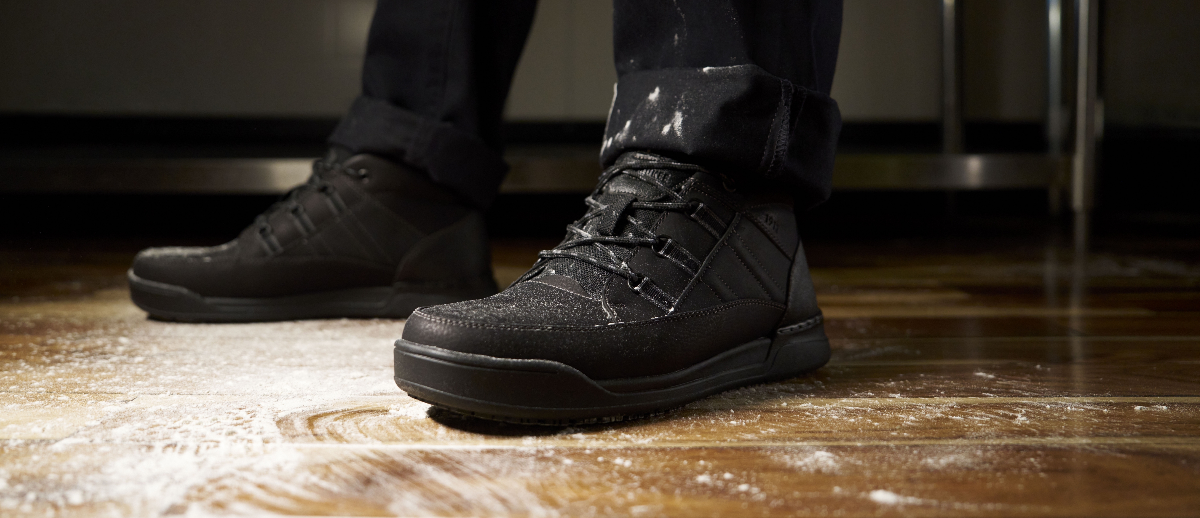 Click to shop Chef Adam's picks! Image features the Tour Work boot. 