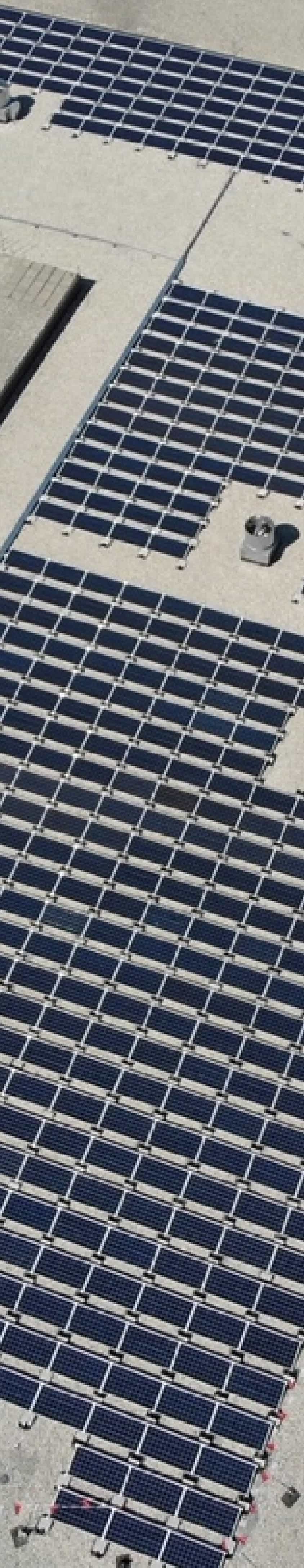 The image is of solar panels on a building roof. 