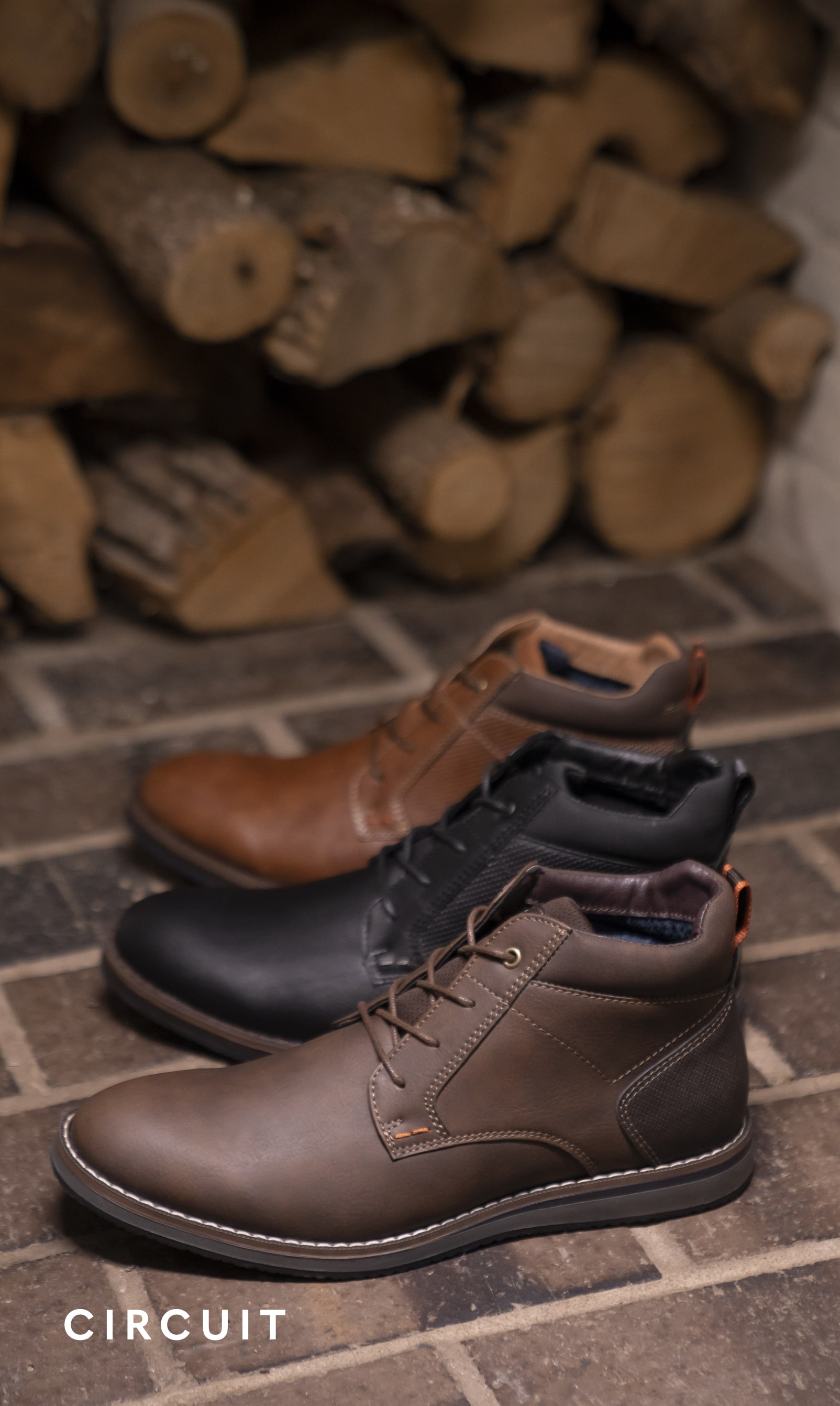 Men's Newest Shoes category. Image features the Circuit boot in all 3 colorways.