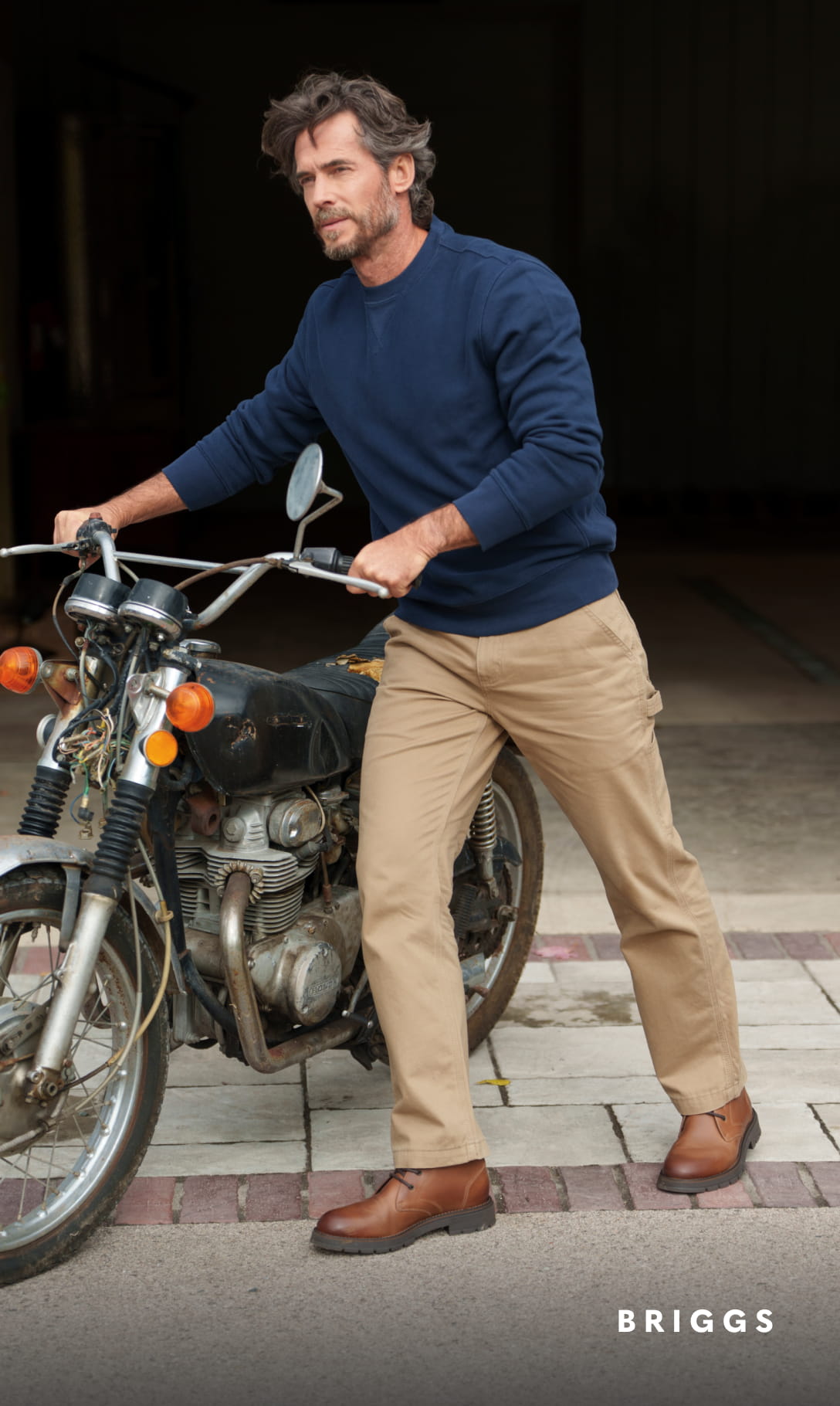 Men's Boots category Image features the Briggs chukka boot in chocolate brown.