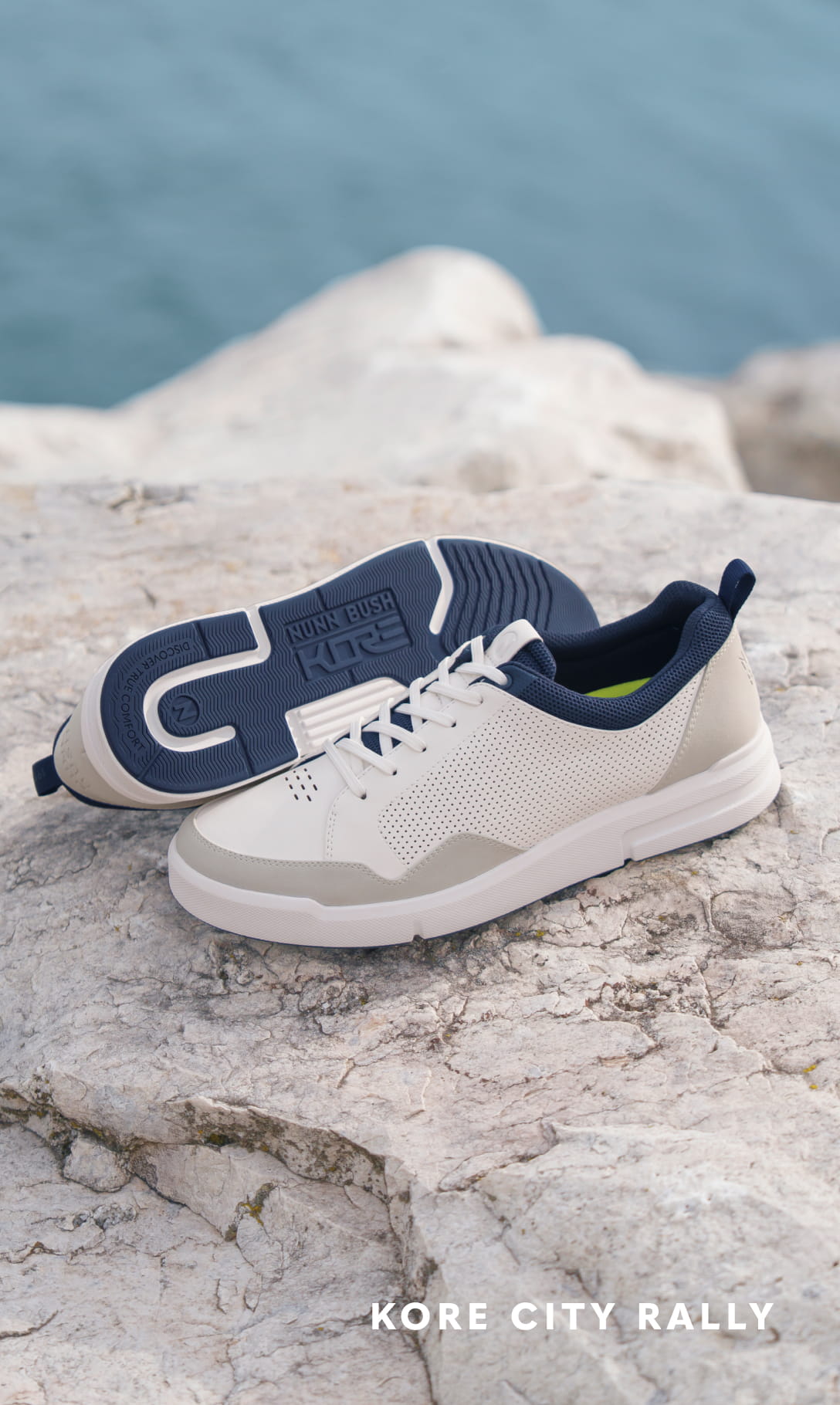 - Image features the KORE City Rally knit in white.