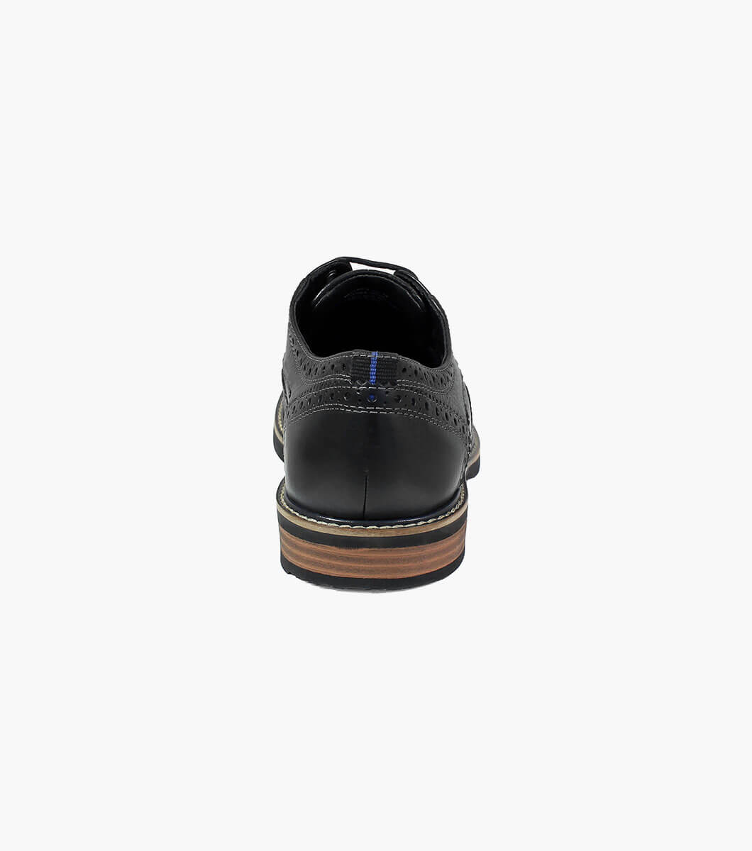 Nunn Bush Shoes Oakdale Wingtip Oxford Black Tumbled Size 8.5
