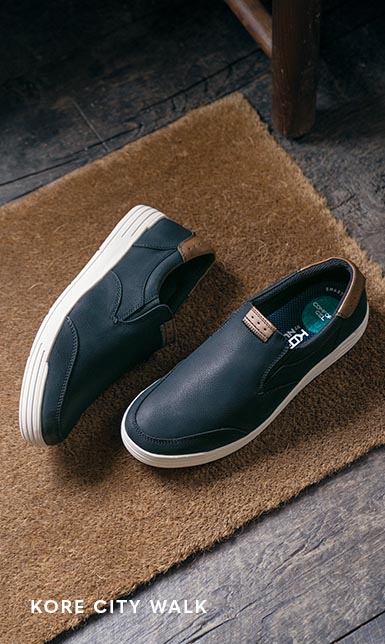  The image features the KORE City Walk Moc Toe Slip On in Black.