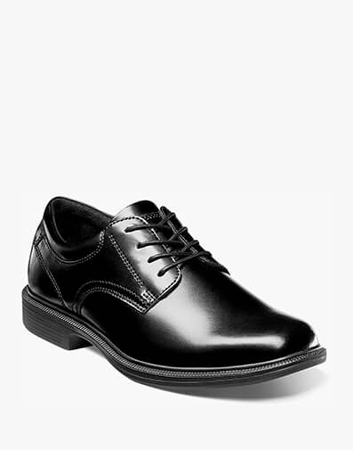 The featured product is the Baker Street Plain Toe Oxford in Black.