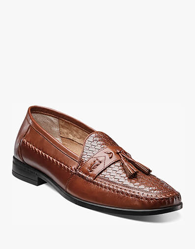 Strafford Woven Tassel Loafer in Cognac for $140.00