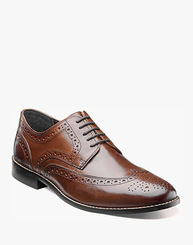 The featured product is the Nelson Wingtip Oxford in Brown.