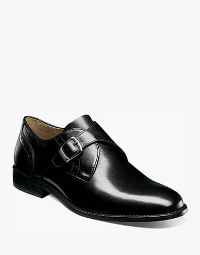 Sabre Plain Toe Monk Strap in Black for $130.00