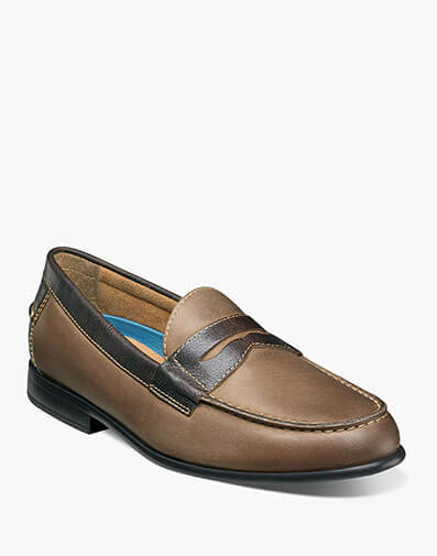 Drexel Moc Toe Penny Loafer in Brown/Scotch for $98.95