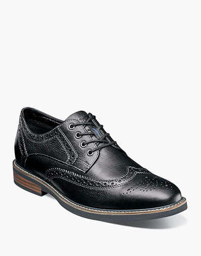Oakdale Wingtip Oxford in Black Tumbled for $130.00