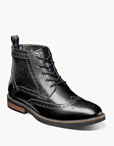 Odell Wingtip Boot in Black Tumbled for $140.00