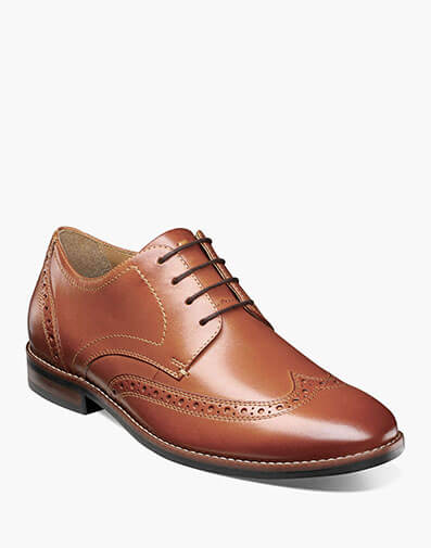 Fifth Ward Flex Wingtip Oxford in Cognac for $135.00