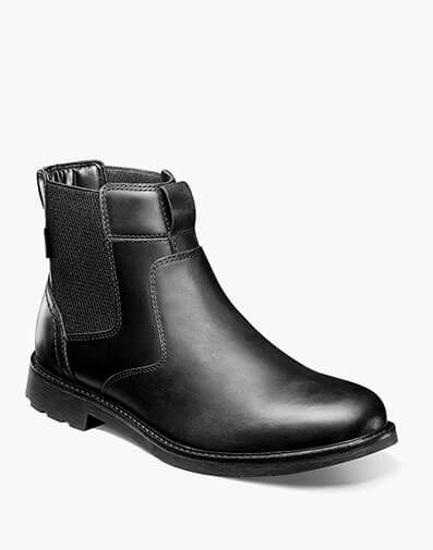 1912 Plain Toe Chelsea Boot in Black Waxy for $150.00