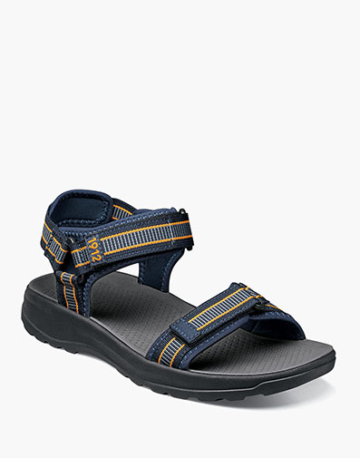 Huck Sport Three Strap Sandal in Navy Multi for $79.95