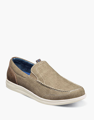 Brewski Canvas Moc Toe Venetian Slip On in Stone for $100.00