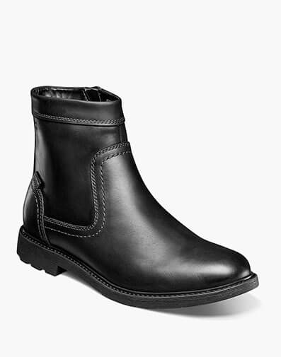 1912 Waterproof Plain Toe Side Zip Boot in Black Waxy for $170.00
