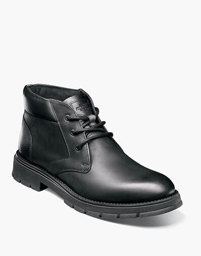 Briggs Plain Toe Chukka Boot in Black Waxy for $150.00