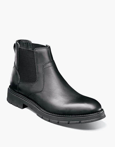 Briggs Plain Toe Chelsea Boot in Black Waxy for $150.00